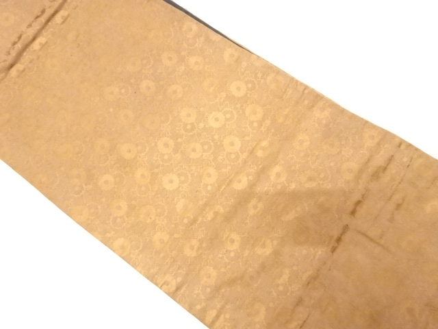 JAPANESE KIMONO / ANTIQUE CHUYA OBI / SILK / WOVEN KIKU